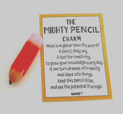 Ganz ''The MIGHTY PENCIL'' Charm/Token +Poem Card Creativity Ideas Potential 1''