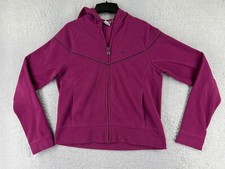 Nike Jacket Girls Large Purple Zip Fleece Hooded Pockets Athleisure Polyester