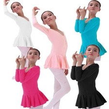 Girls Kids Gymnastics Ballet Leotards Basic Dance Dress Unitard Bodysuit Costume