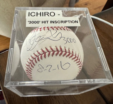 Ichiro Suzuki Kanji Signed Baseball Ichiro and Steiner Hologram, 3000 Hit 8-7-16