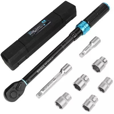 SHALL 1/4" 3/8"1/2" Torque Wrench Set,2-220Nm Dual Direction Adjustable 72 Tooth