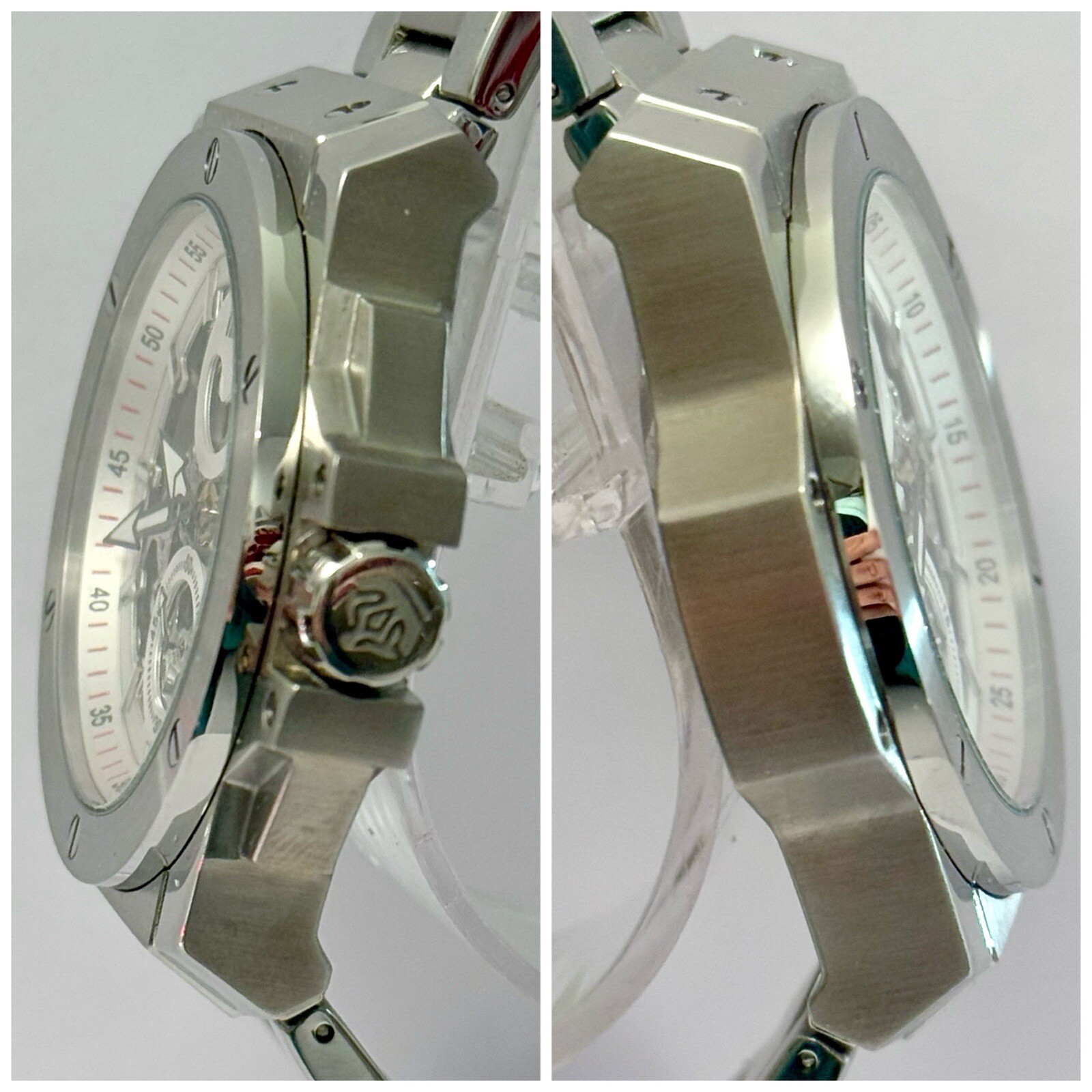 48mm Auto Skeleton & White Dial | Silvertone Brac… - image 9