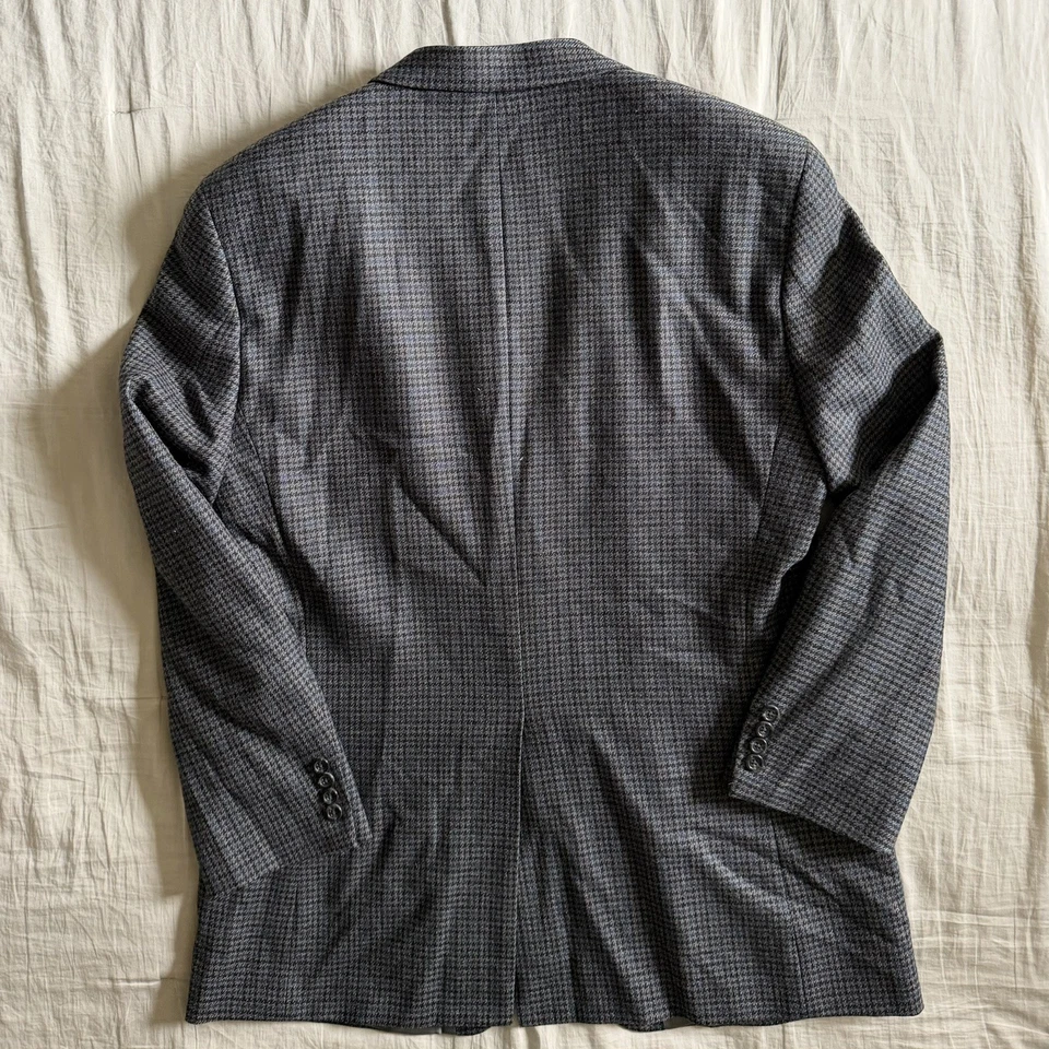 Chaps Blazer Jacket Men 44 Gray Blue Herringbone Wool Single Breasted Sport Coat - Image 4 of 4