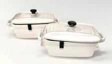 Housewares International Mini Casserole Dishes W/Lids Handles Lot of 2 Rectangle