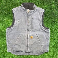 Vintage Carhartt Vest GVL Gravel Sherpa Lined V33 Distressed Faded Size Large