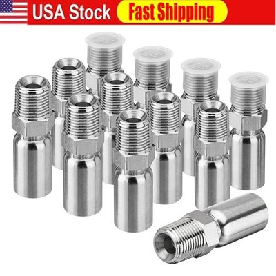 12 Pack Hydraulic Hose Fittings, 3/8'' I.D. Hose X 1/2'' NPTF Male with Protection