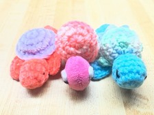 Sea Turtle Plush Handmade Crochet 3-Pack Pastel Chenille 3  Random Colors