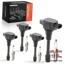 Set of 4 Ignition Coil Pack and Iridium Spark Plugs Black
