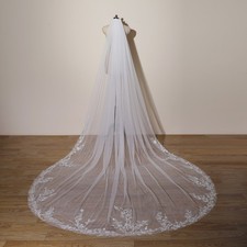 Small Flower and leaves Lace Wedding Veil Ivory Bridal Veil