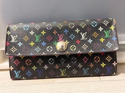 Louis Vuitton Monogram Multicolor Portefeuille Sarah Long Wallet Black Used