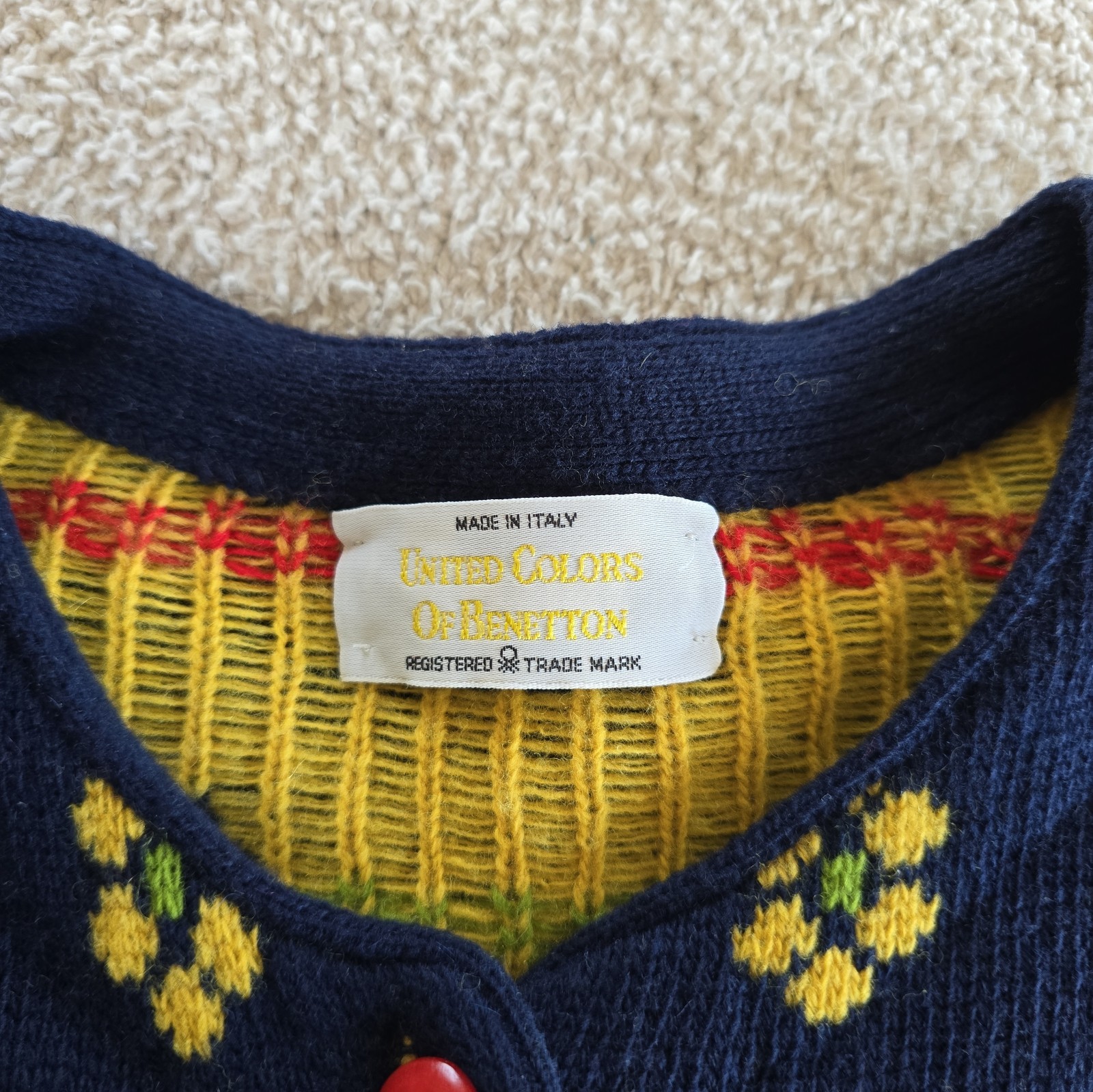 VTG 80s/90s United Colors of Benetton Floral Wool Car… - Gem