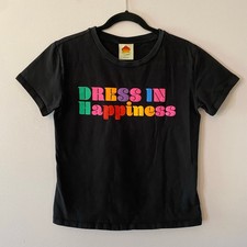 Farm Rio Black "Dress In Happiness" Colorful Graphic T-Shirt Women's size Small