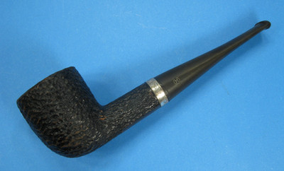 Vintage Major Black Estate Smoking Pipe w/ Sterling Ring Made in France