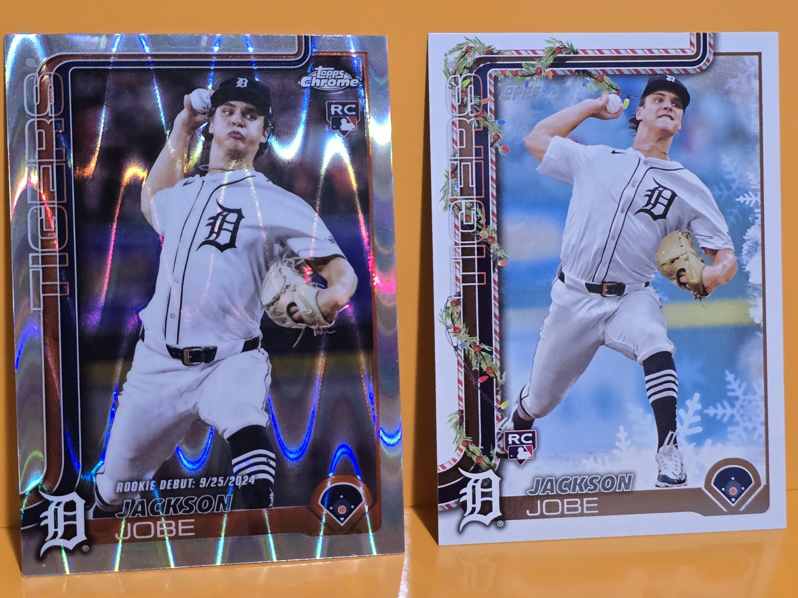 2025 Topps Chrome Update Raywave Rookie Debut Refractor + Holiday Jackson Jobe