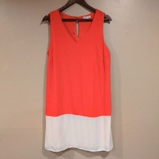 Ophelia Roe Colorblock Sleeveless Shift Dress Women L Red Ivory Coastal Classic