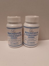 TWO Magnesium L-Threonate 2000mg 120 each count Exp: 03/27