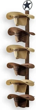 Cowboy Hat Rack, Cowboy Hat Holder – 6-Piece Wall-Mount Western Hat Organizer wi