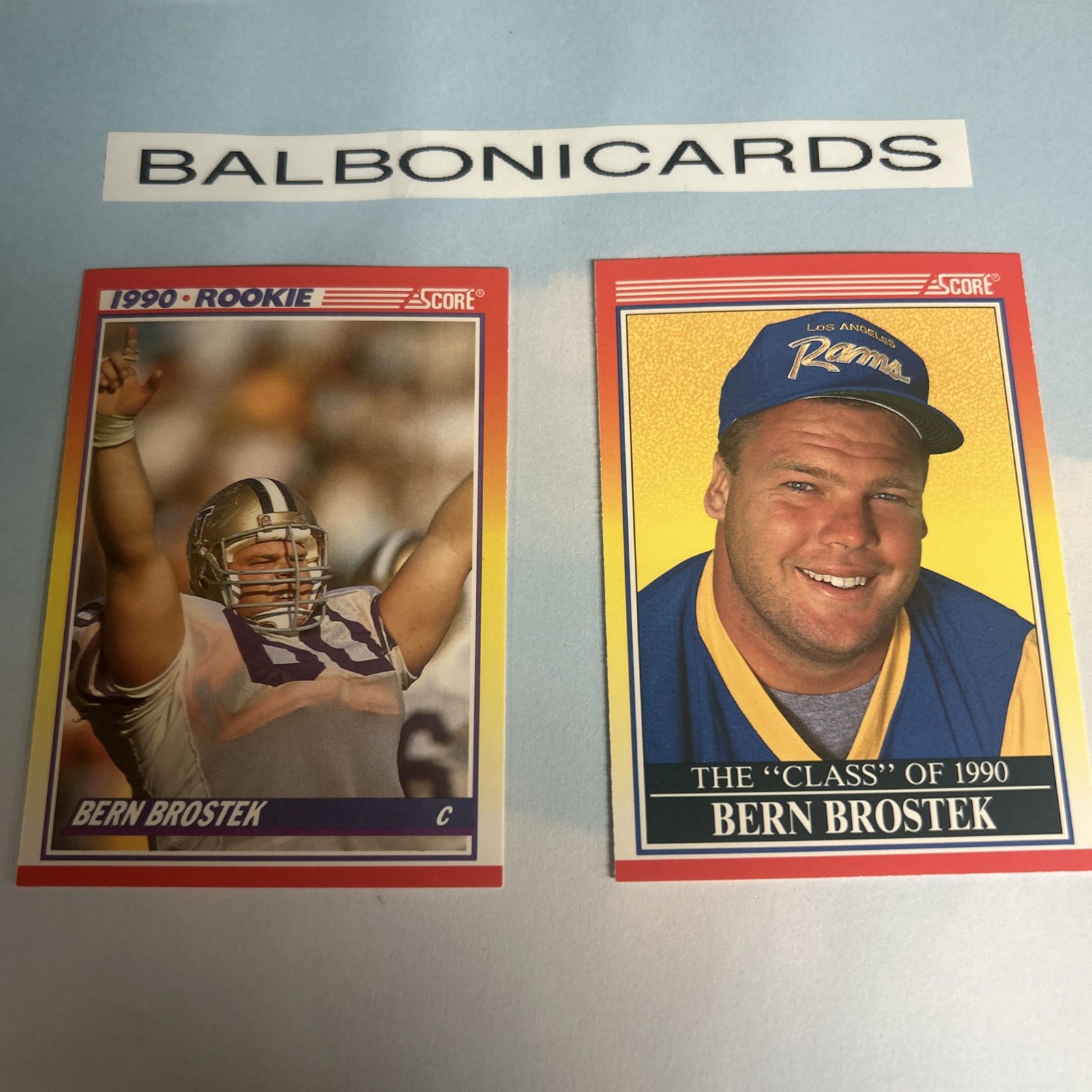 Bern Brostek 2 Card 1990 Score Rookie RC Lot! NM+ Free Shipping!