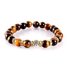 Tiger Eye Buddha Bracelet Protection, Positivity  Abundance