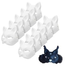 10PCS Cat Masks - White Therian Masks for Masquerade, Halloween, Kids Cosplay