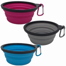 Mr. Peanut's Collapsible Silicone Bowls with Color Matched Carabiner Clips, XL