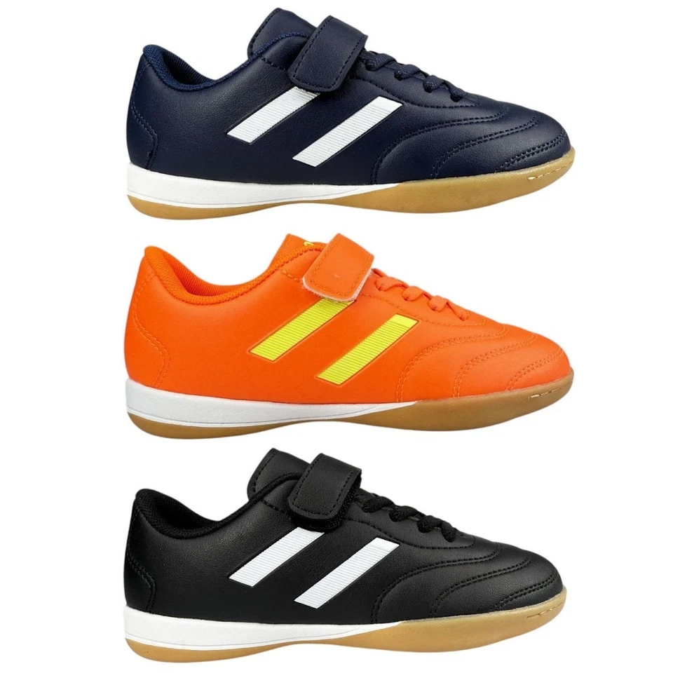 PERMANI Kinder Hallenschuhe Jungen Fußballschuhe Sportschuhe Koldi Blau/Orange/Schwarz