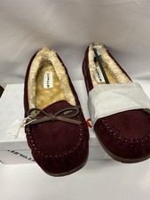 Airwalk Women's Flurry Flocon Wine Moccasin Slippers Faux Fur Suede Sz.6 New Box