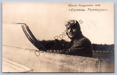 K55/ Interesting RPPC Postcard c1920 Edmond Perreyon Pilot Airplane Wien 494