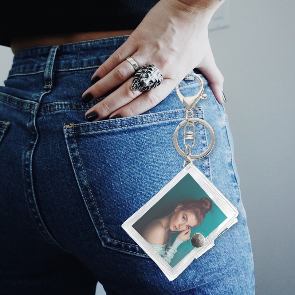 2 Pcs Mini Scrapbook Album Keychain Blank Photo Keyrings Clear for ...