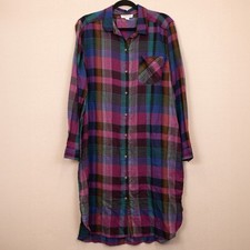 beachlunchlounge plaid midi shirt dress-L