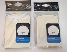 Speedo White Solid Latex Swim Cap One-Size Unisex 2 Packs Brand New 