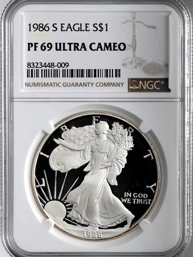 1986-S  $1  PROOF AMERICAN SILVER EAGLE (ASE/SAE) NGC PF69 UCAM  #8323448-009
