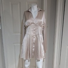 NWT Cider Elegant Cream Satin Dress Women's L
