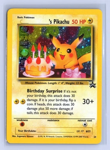 Pokemon TCG WOTC Black Star Promo Birthday Pikachu 24 Holo Promo