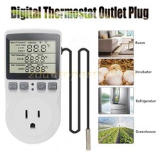 Temperature Controller Heating Cooling with Probe Digital Thermostat Outlet Plug