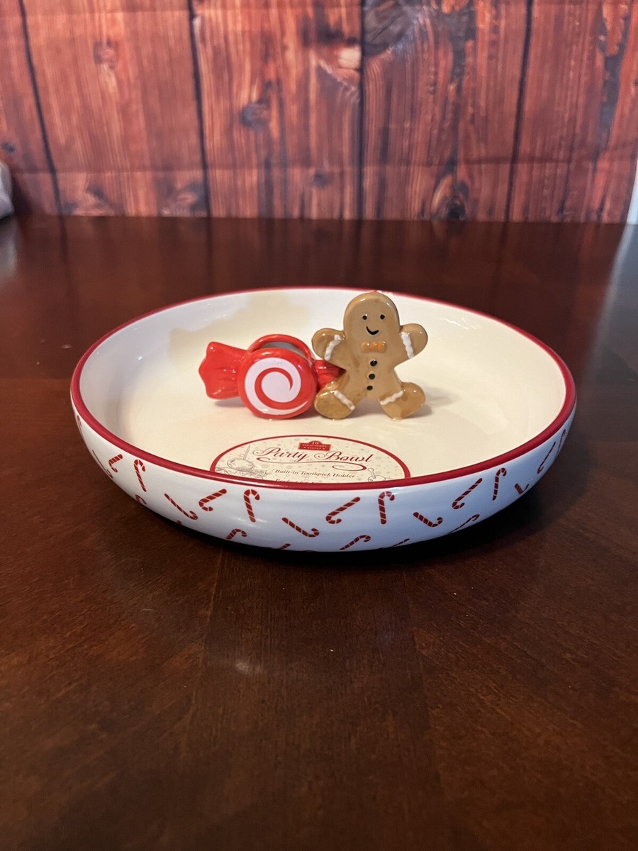 DIBBER（ディバーン）クリスマス皿 holiday Party Bowl Candy Cane Toothpick Holder Gingerbread 10