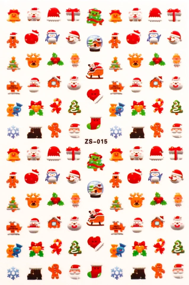 LAURA ARLETTA NAILS Selbsklebende Sticker/Aufkleber Weihnachten: Geschenk, Glocke, Schneemann, Elch