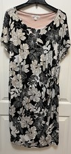 NWT Robbie Bee size 2X black ivory short sleeve slinky faux wrap dress