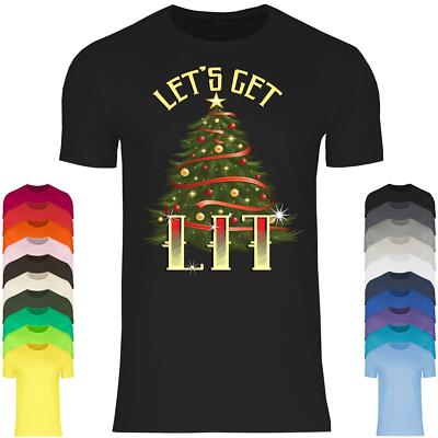 Let's Get Lit Weihnachten Weihnachtsspruch Tannenbaum Herren T-Shirt