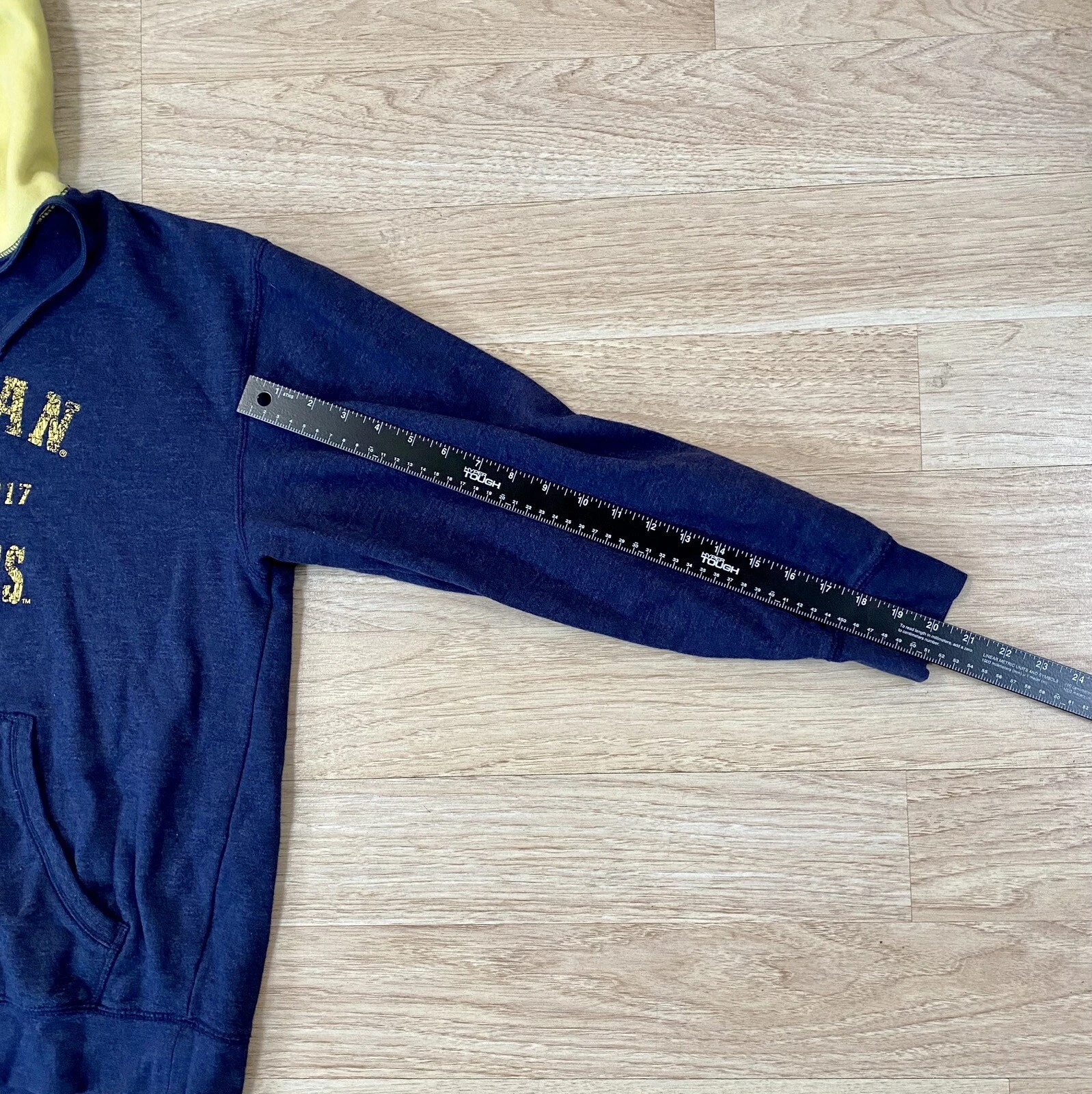 VETEMENTS Felpa con cappuccio Michigan Wolverines uomo L pullover blu mais KA abbigliamento sportivo