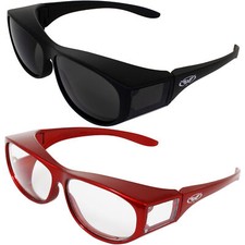 2 Pair Global Vision Escort Safety Glasses Black w/Smoke Lens  Red w/Clear Lens