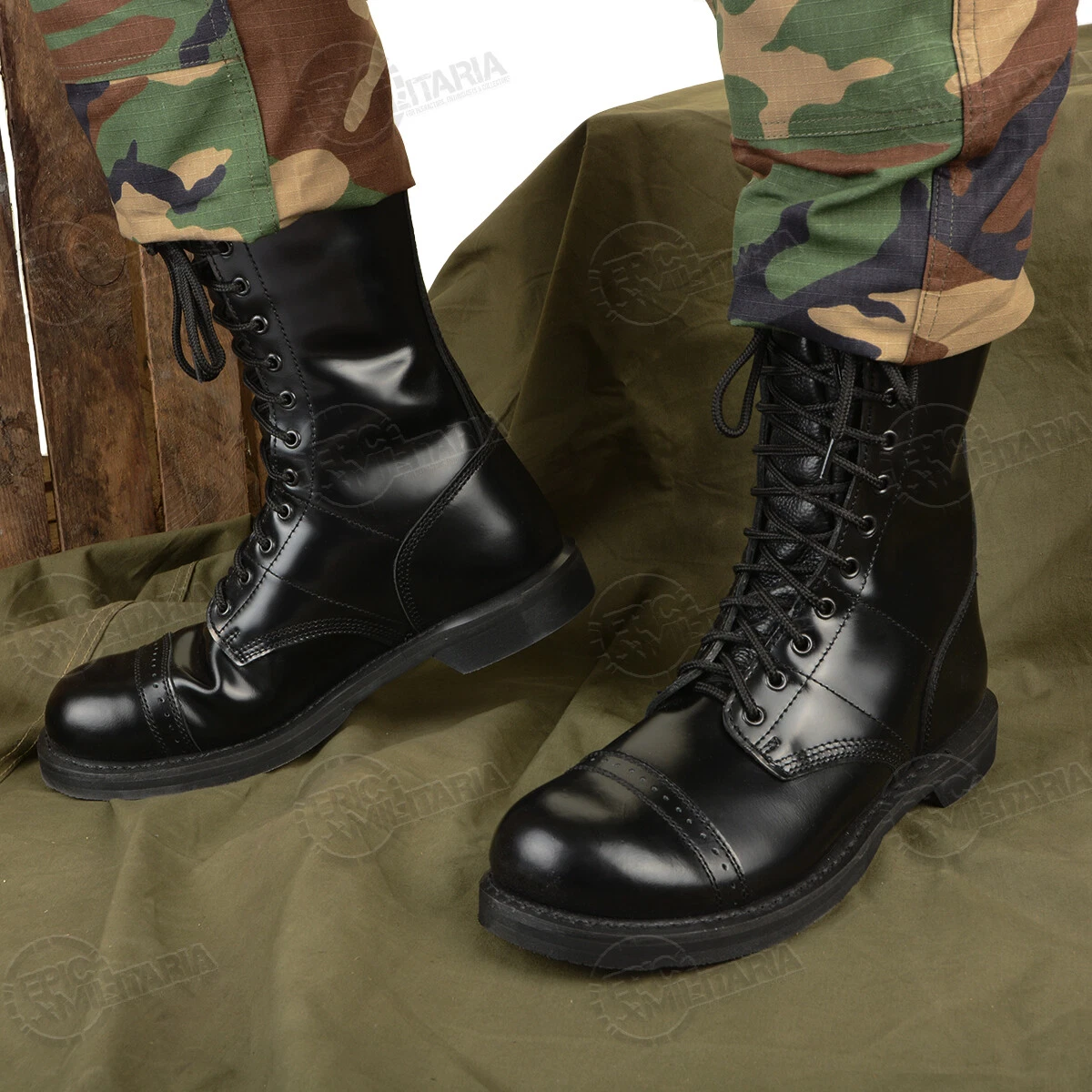 Rothco US WW2 Paratrooper Black Leather Boots Steel Shank Ankle