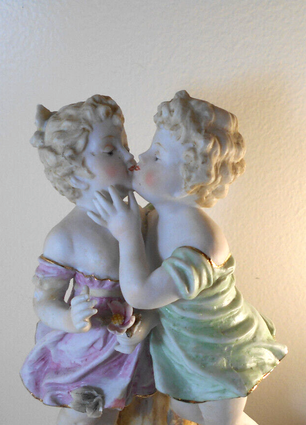 rare Large 11” Kalk German Porcelain BisqueYoung Kissing Girlsfigurine statue eBay