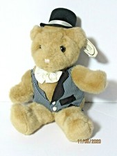 Russ Caress Soft Pets Bear Plush 14" Pinstripes Vest Top Hat Teddy 6811 Tags