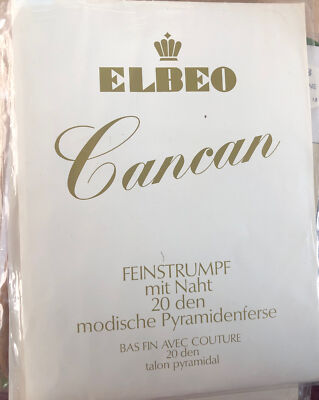 Paar Elbeo Strümpfe mit Streifen Original 70 Strumpfhalter Gr. 9 Col. Haselnuss