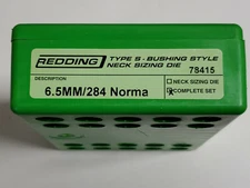 78415 REDDING 3-DIE TYPE-S BUSHING DIE SET - 6.5/284 NORMA - NEW - FREE SHIP