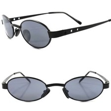 Old stock True Vintage 70s 80s Urban Fashion Mens Womens Black Oval Sunglasses