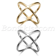 Women's Stainless Steel Criss Cross Ring Valentine's Day Anniversary Gift #6-10