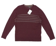 Smartwool L133608 Men Sparwood Long Sleeve Burgundy Crew Sweater Size XXL (2XL)