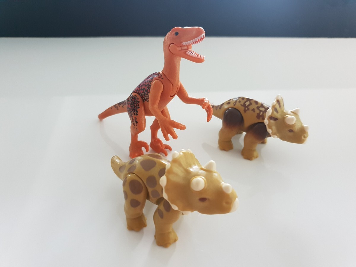 Lot De 3 Petits Dinosaures Playmobil - Figurines Plastique Pour Enfant